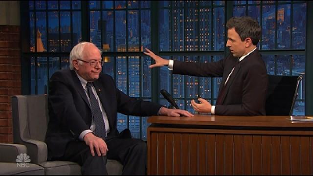 Sen. Bernie Sanders, Zoey Deutch, Dan Levy