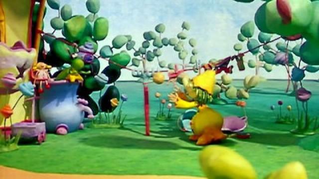 Pondorondo hängt Wäsche auf