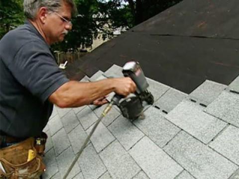 Garage Roof Re-Shingling with Asphalt; Fiberglass Shingles