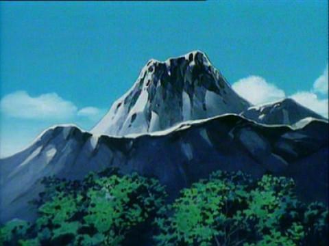 The volcano erupts