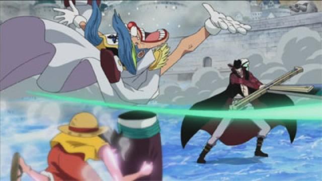 The Great Swordsman Mihawk! Luffy Comes Under the Attack of the Black Sword!