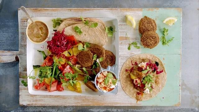 Spiced Chicken Lentils and Falafel Wraps