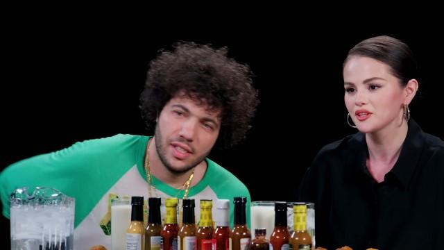 Selena Gomez and Benny Blanco Burn With Love While Eating Spicy Wings