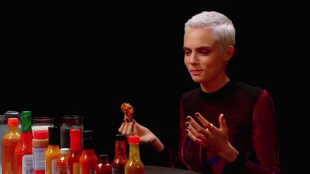 Cara Delevingne Shows Her Hot Sauce Balls While Eating Spicy Wings