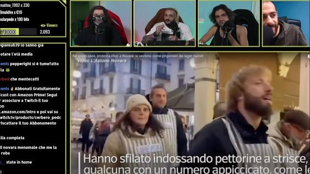 PROTESTA FOLLE a NOVARA: manifestanti NO-GREEN PASS vestiti da DEPORTATI | Cerbero Podcast #1102